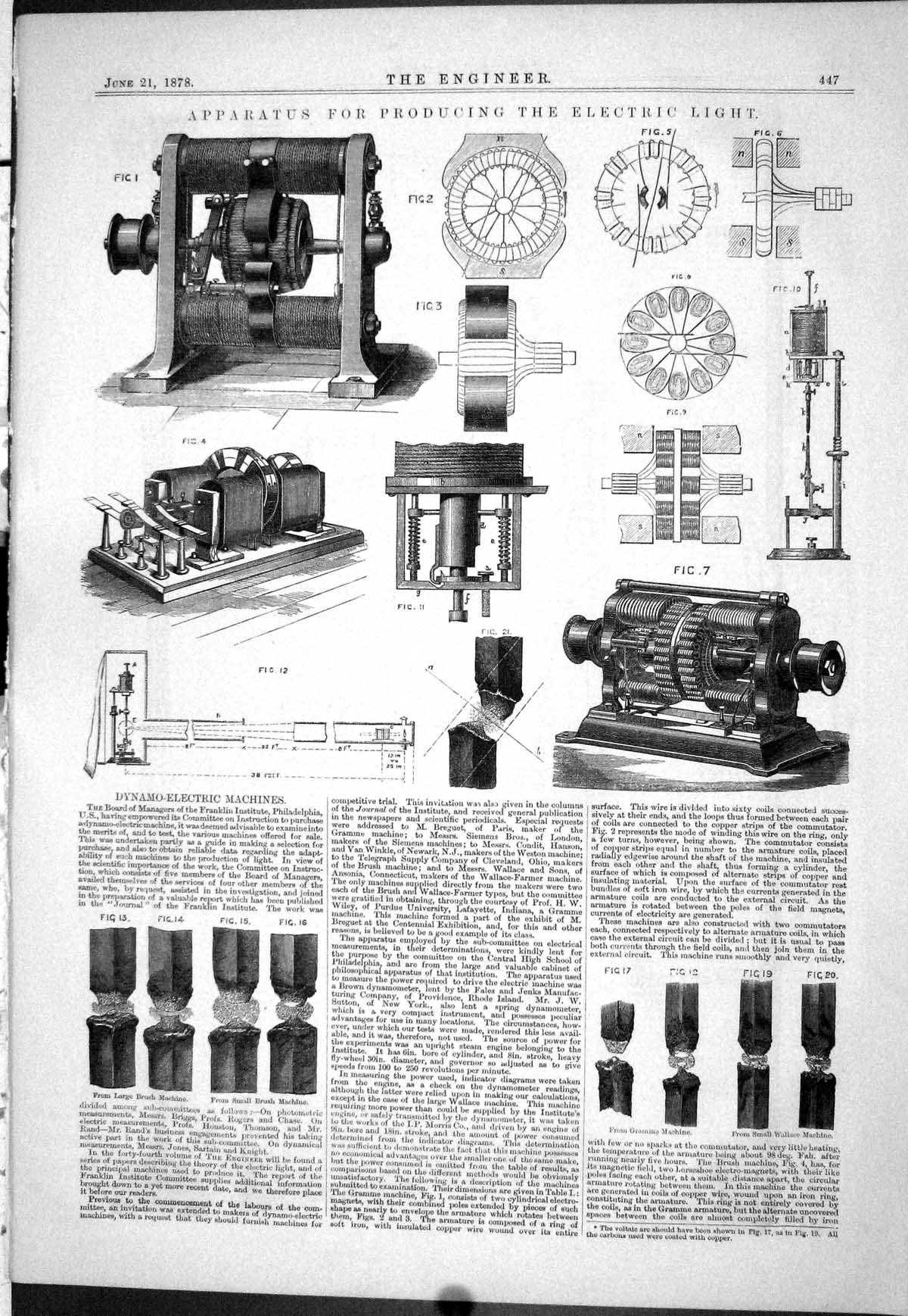 Old 1878 Apparatus Producing Electric Light Dynamo-Electric Machines Victorian