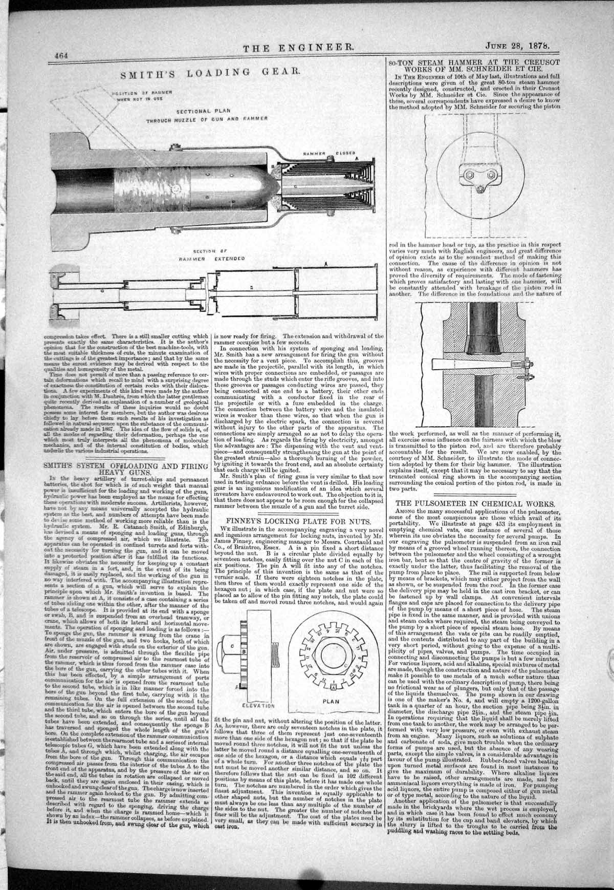 Old 1878 Smith Loading Gear Finney Pulsometer Steam Hammer Creusot Gu Victorian