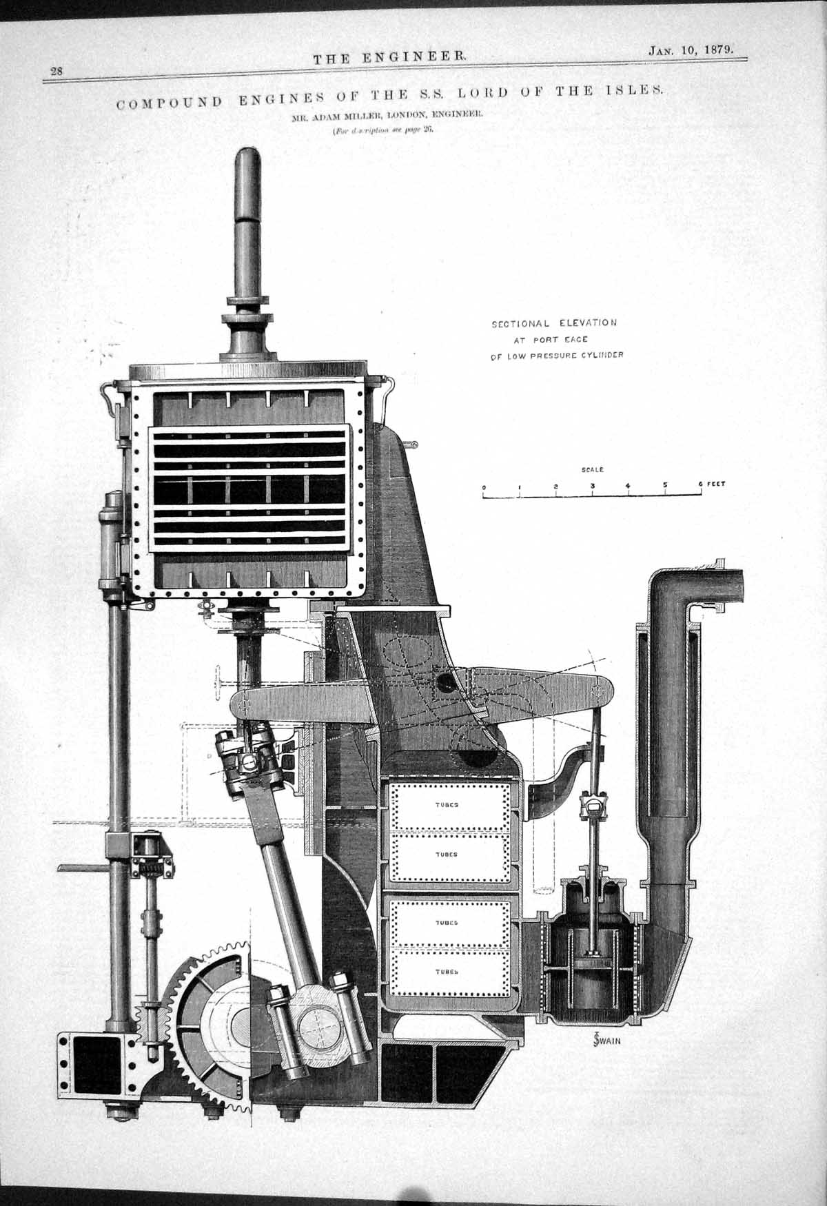 Old 1879 Compound Engines S.S. Ship Lord Isles Adam Miller Machinery Victorian