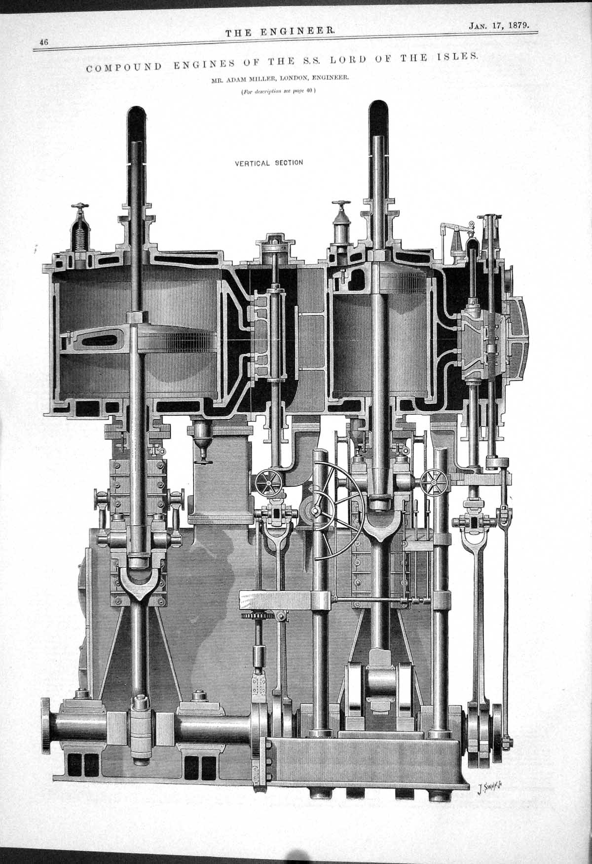 Old Compound Engines Lord Isles S.S. Ship 1879 Adam Miller Machinery Victorian