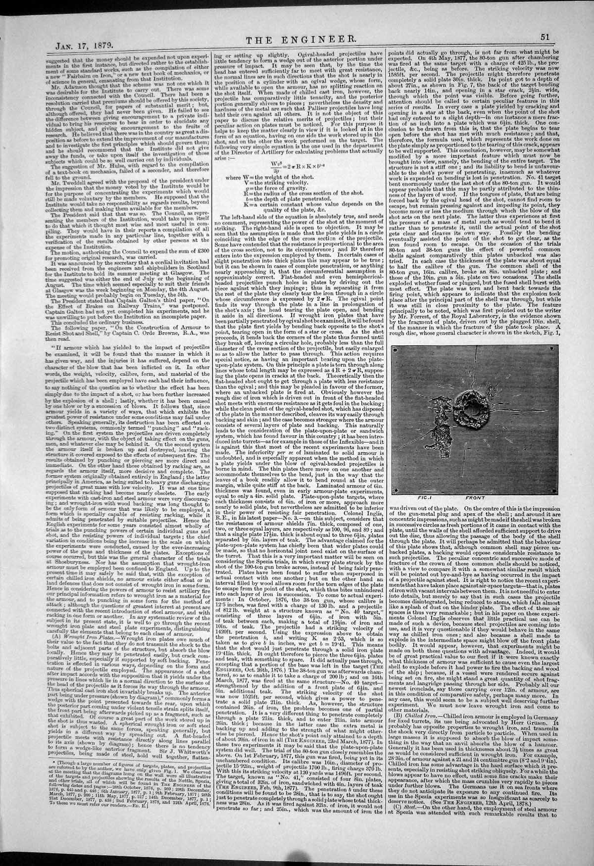 Antique Print Engineering 1879 Armour Experiments Royal Laboratory Forrest 19th