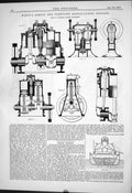 Antique Old Print 1879 Watts Simple Compound Single-Acting Engines Machinery