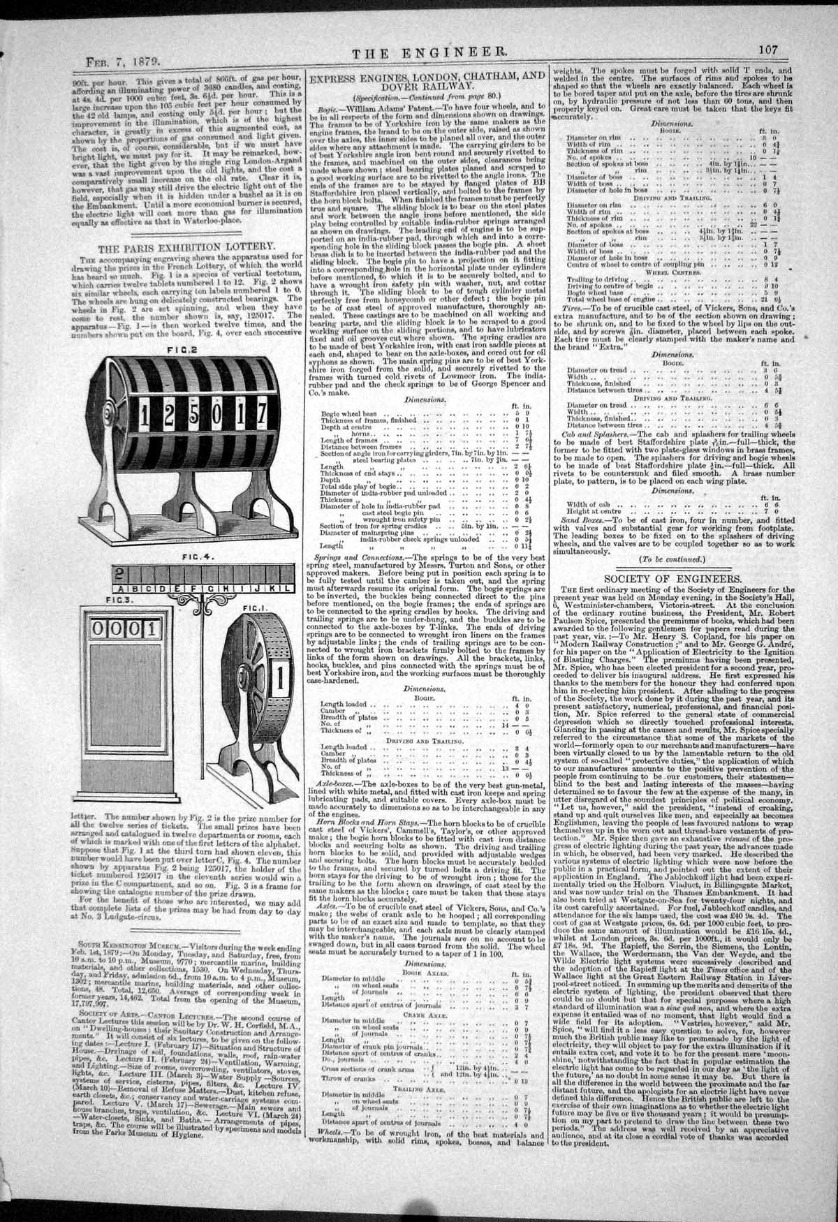 Antique Old Print Engineering 1879 Paris Exhibition Lottery Apparatus France