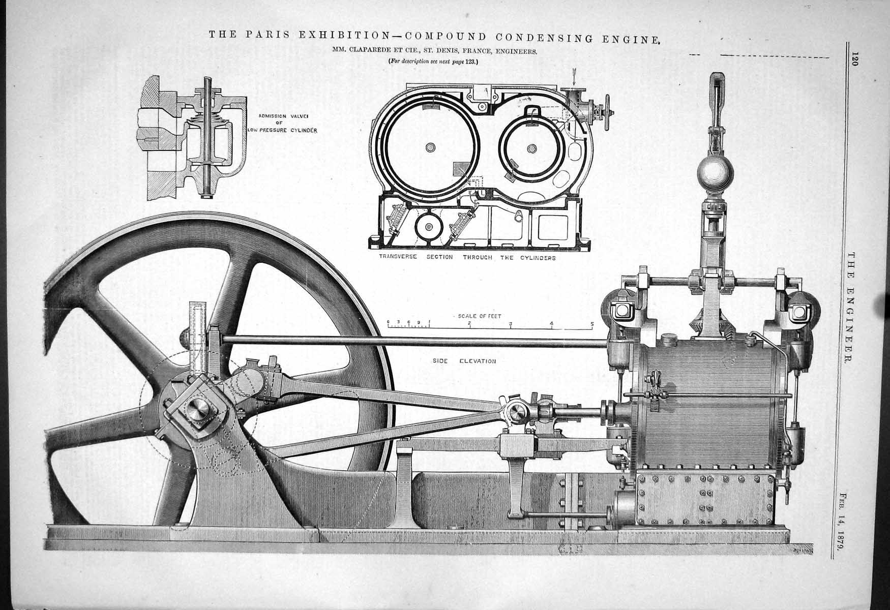 Old 1879 Compound Condensing Engine Claparede Cie Denis Paris Exhibit Victorian