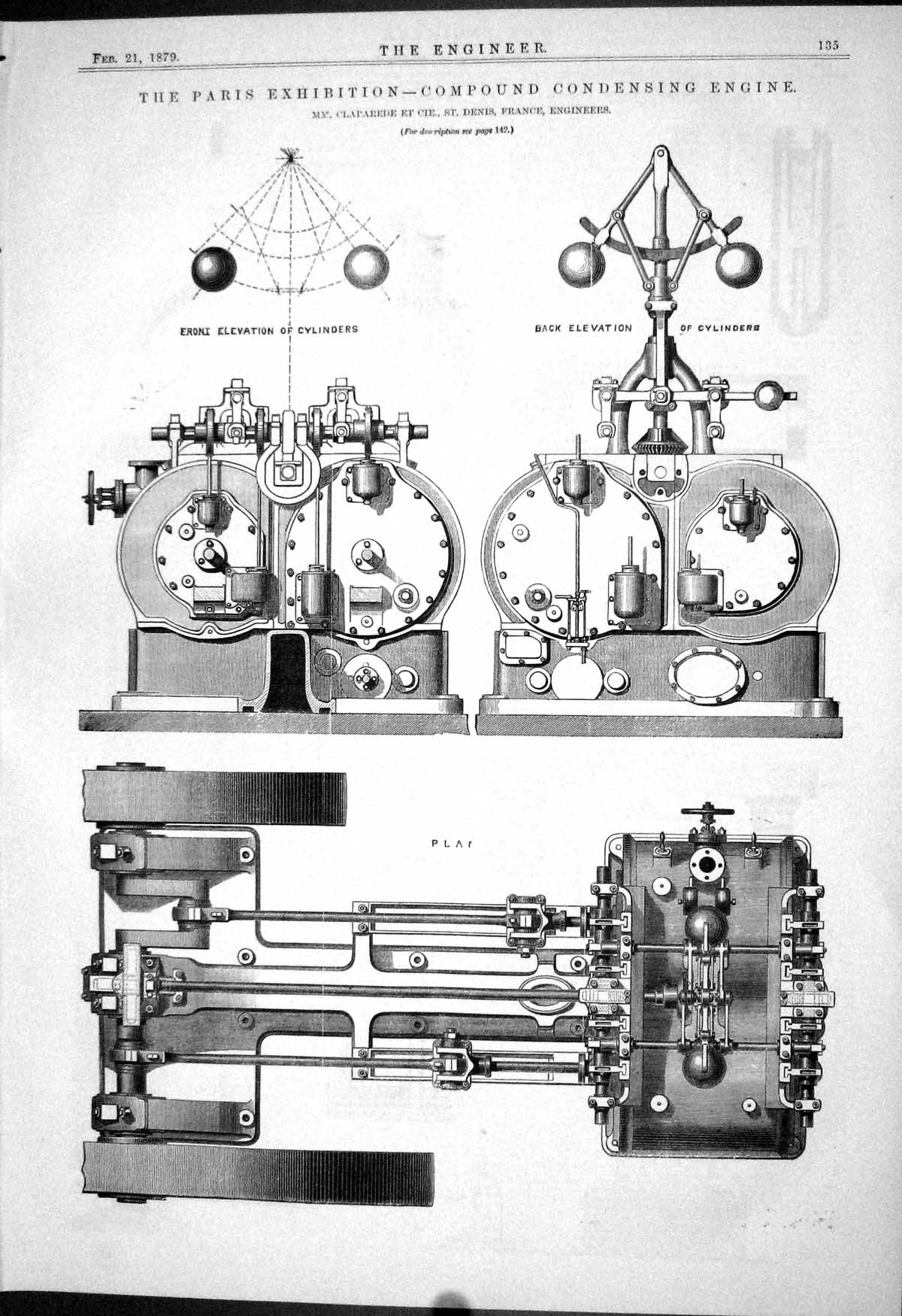 Old Compound Condensing Engine Claparede Cylinders 1879 Paris Exhibit Victorian