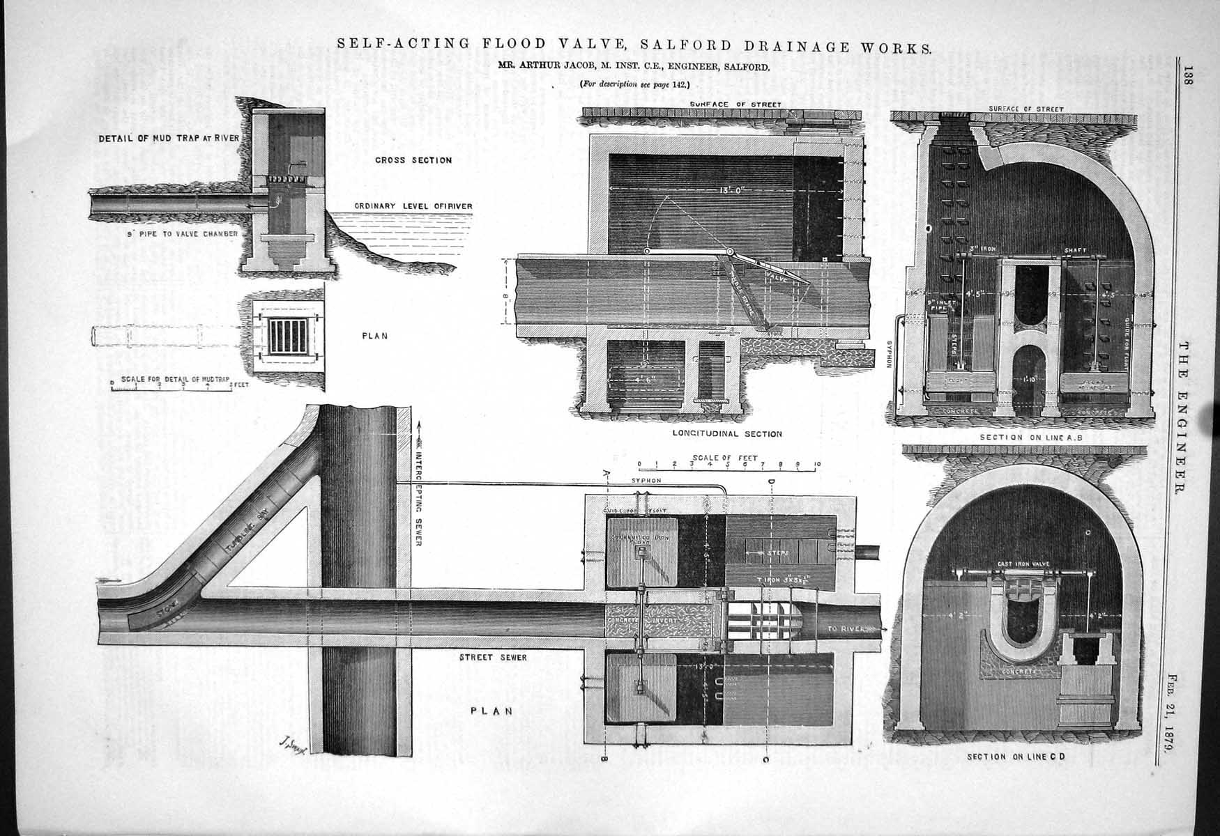 Old 1879 Self-Acting Flood Valve Salford Drainage Works Arthur Jacob Victorian