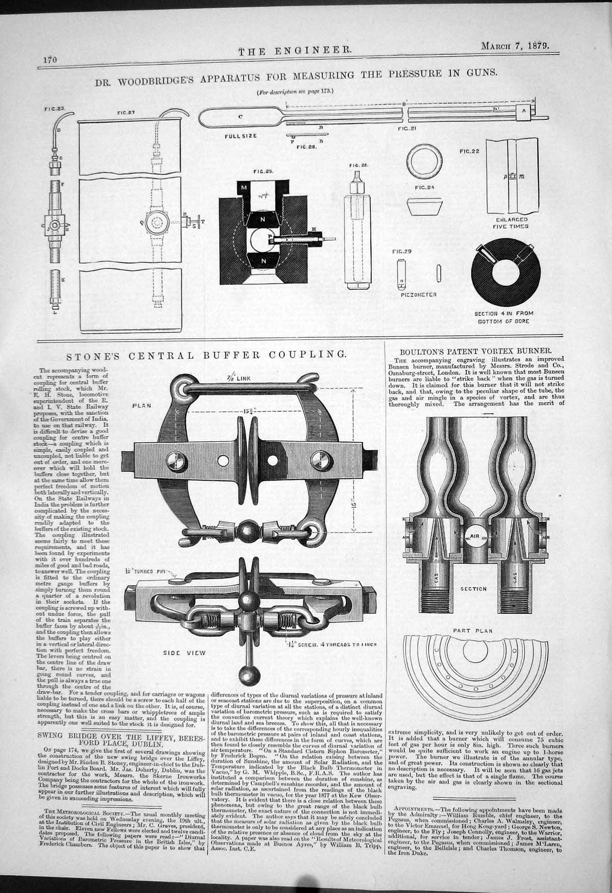 Old 1879 Woodbridge Pressure Guns Stone Buffer Coupling Boulton Vorte Victorian
