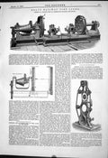 Old Print 1879 Heavy Railway Tire Lathe Collier Emery Polishing Machinery 19th