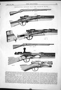 Antique Old Print Engineering 1879 Repeating Rifles French Navy War Weapons