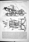 Old Engineering 1879 Whewell Wood Turning Plough Agricultural Machine Victorian