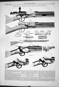 Antique Old Print 1879 Repeating Rifles French Navy Cartridge Hopper Magazine