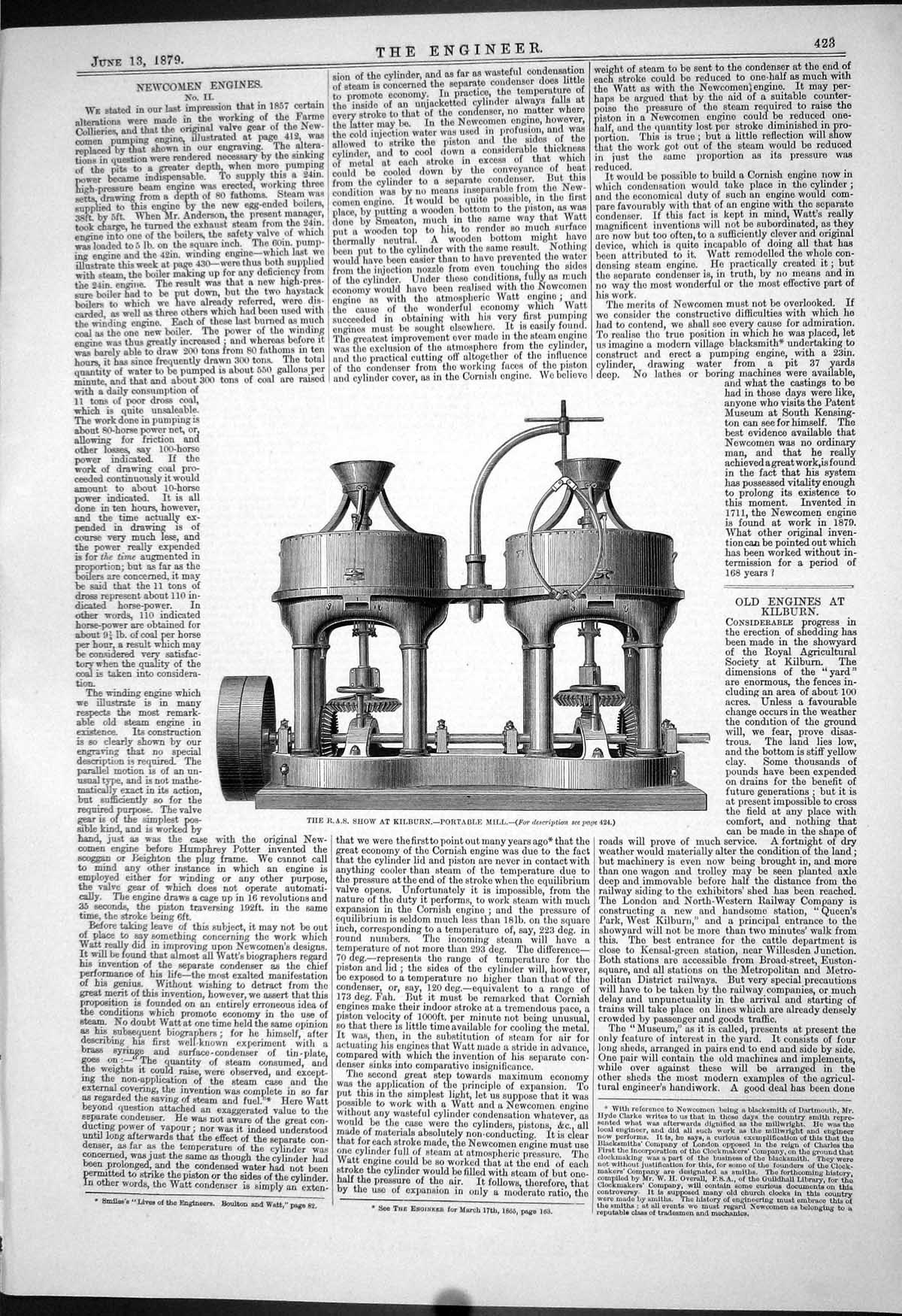 Old Print 1879 Engines Show Kilburn Portable Mill Agricultural Machinery 19th