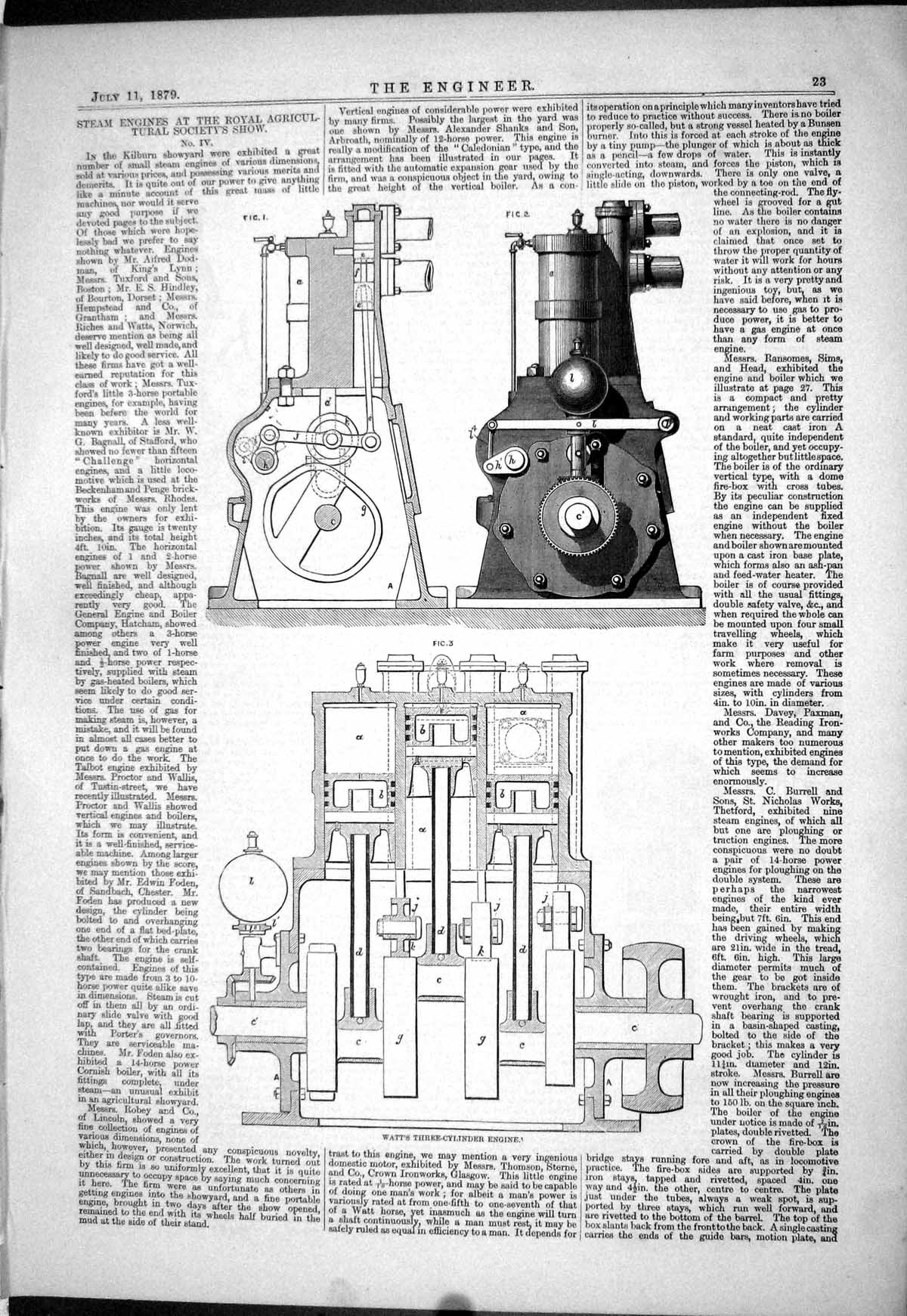 Old Steam Engines Royal Agricultural Show Watt 1879 Smith Boiler Gas Victorian