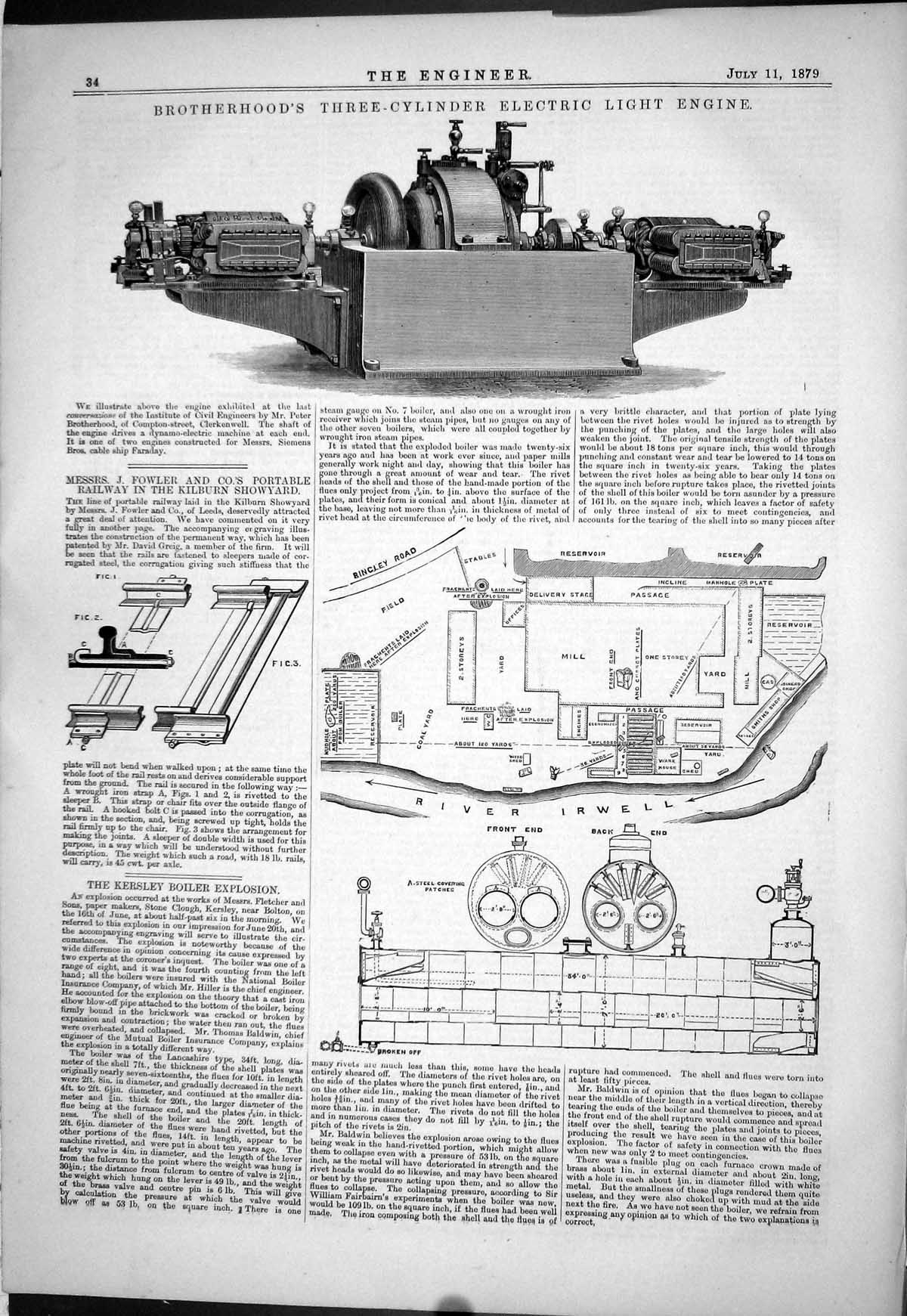 Old Brotherhood Three-Cylinder Electric Light Engine 1879 Kersley Fow Victorian