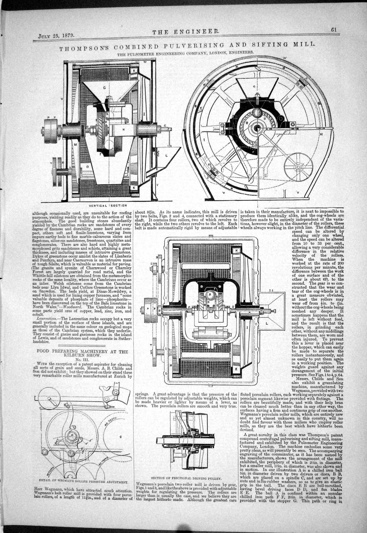Old Thompson Combined Pulverising Sifting Mill Wegmann Pulsometer 187 Victorian