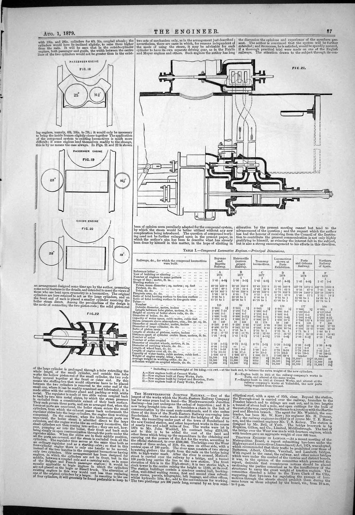 Old Print Passenger Engine 1879 Goods Twin Screw Hopper Dredger Newhaven 19th