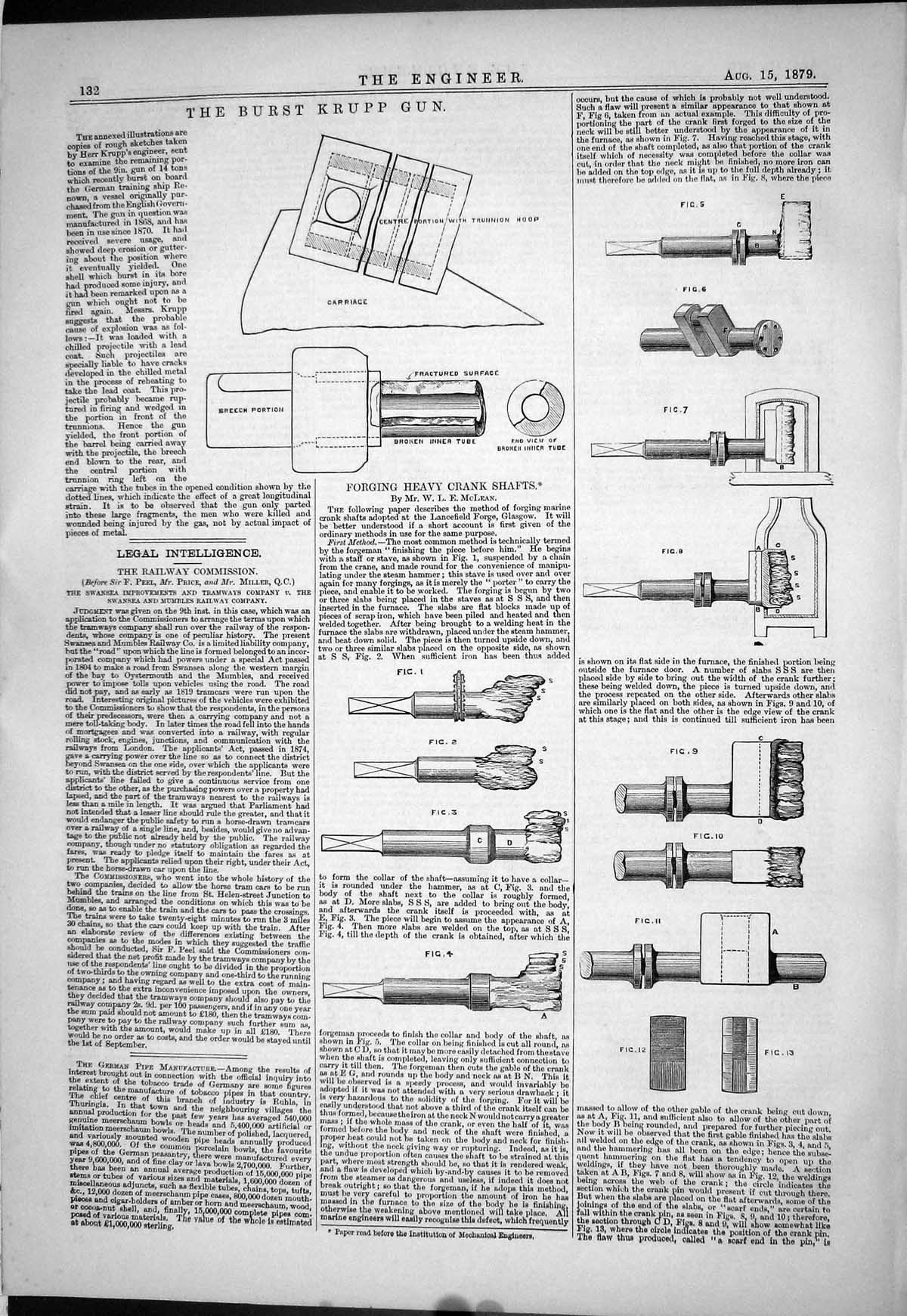 Old Print Burst Krupp Gun 1879 Forging Crank Shafts Heavy Mclean Railway 19th