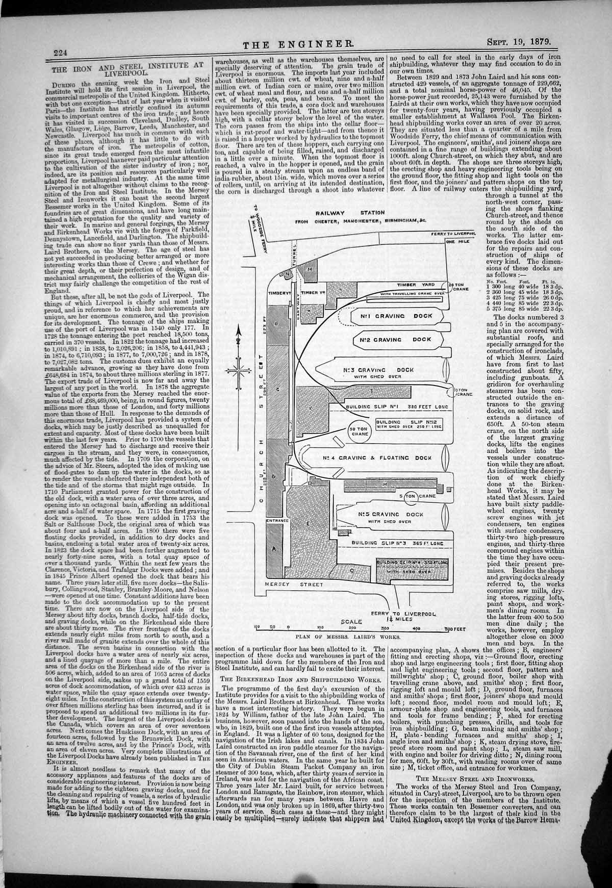 Old Iron Steel Institute Liverpool Plan Laird Works Railway Station