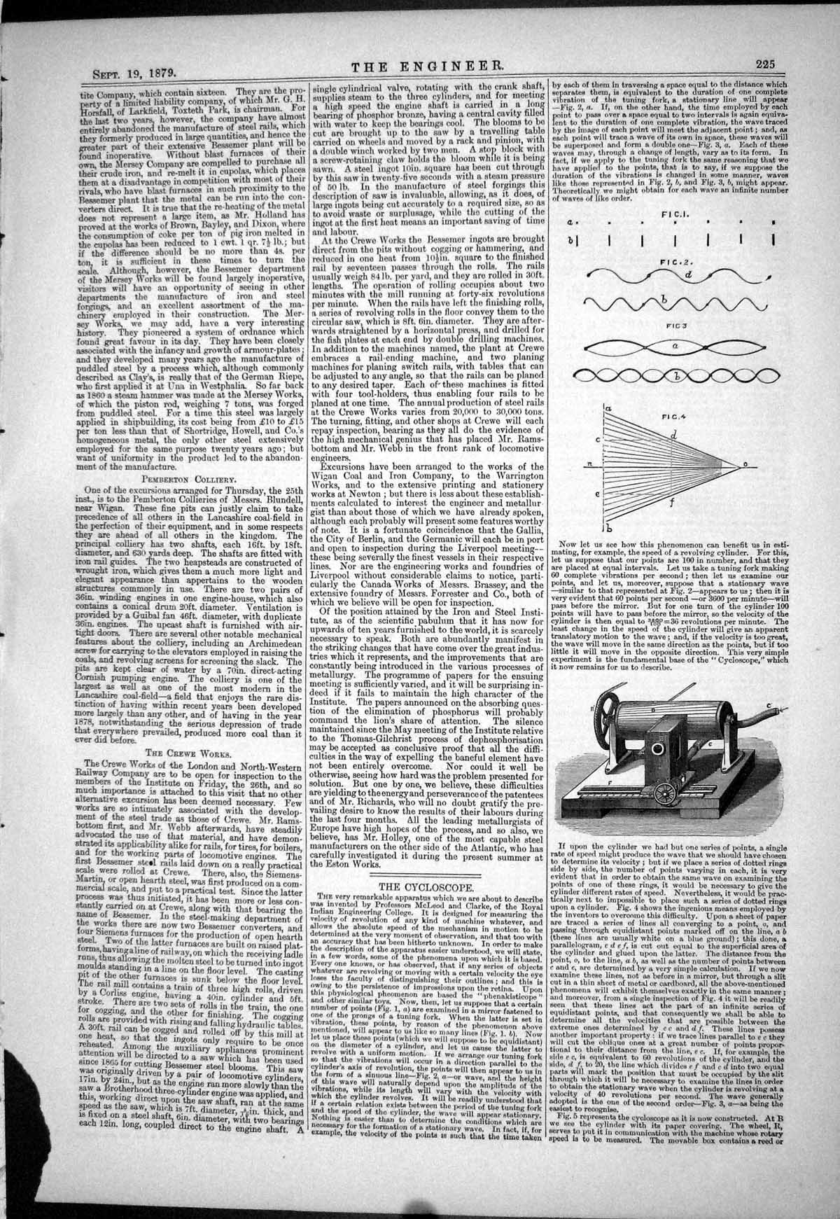 Antique Print Cycloscope Mcleod Clarke Crewe Works 1879 Machinery Pemberton