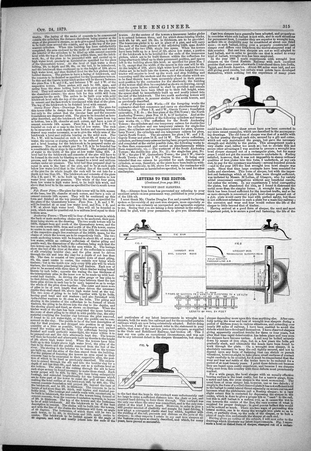Old Letters Editor 1879 Wrought Iron Sleepers Rail Length Transverse Victorian