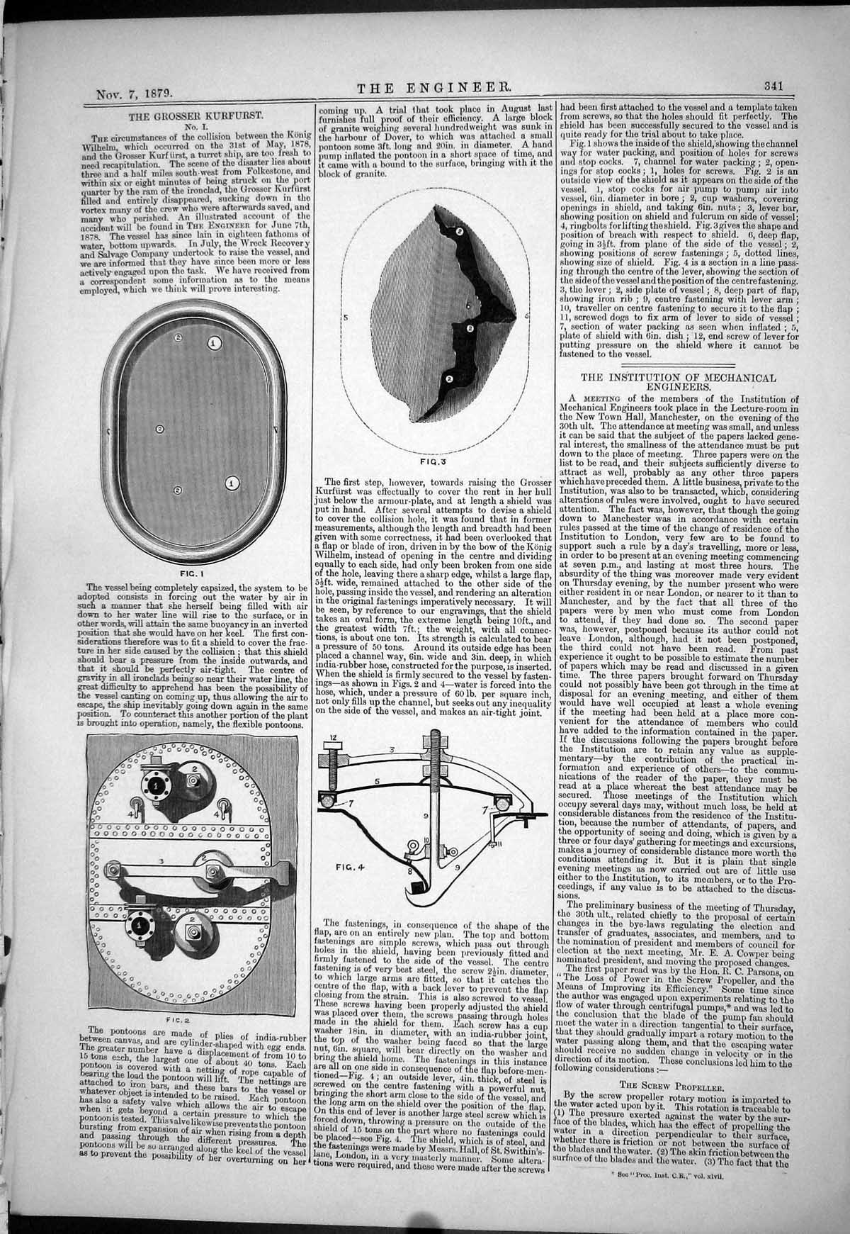 Old Grosser Kurfurst 1879 Engineering Blades Propeller Screw Mechanic Victorian