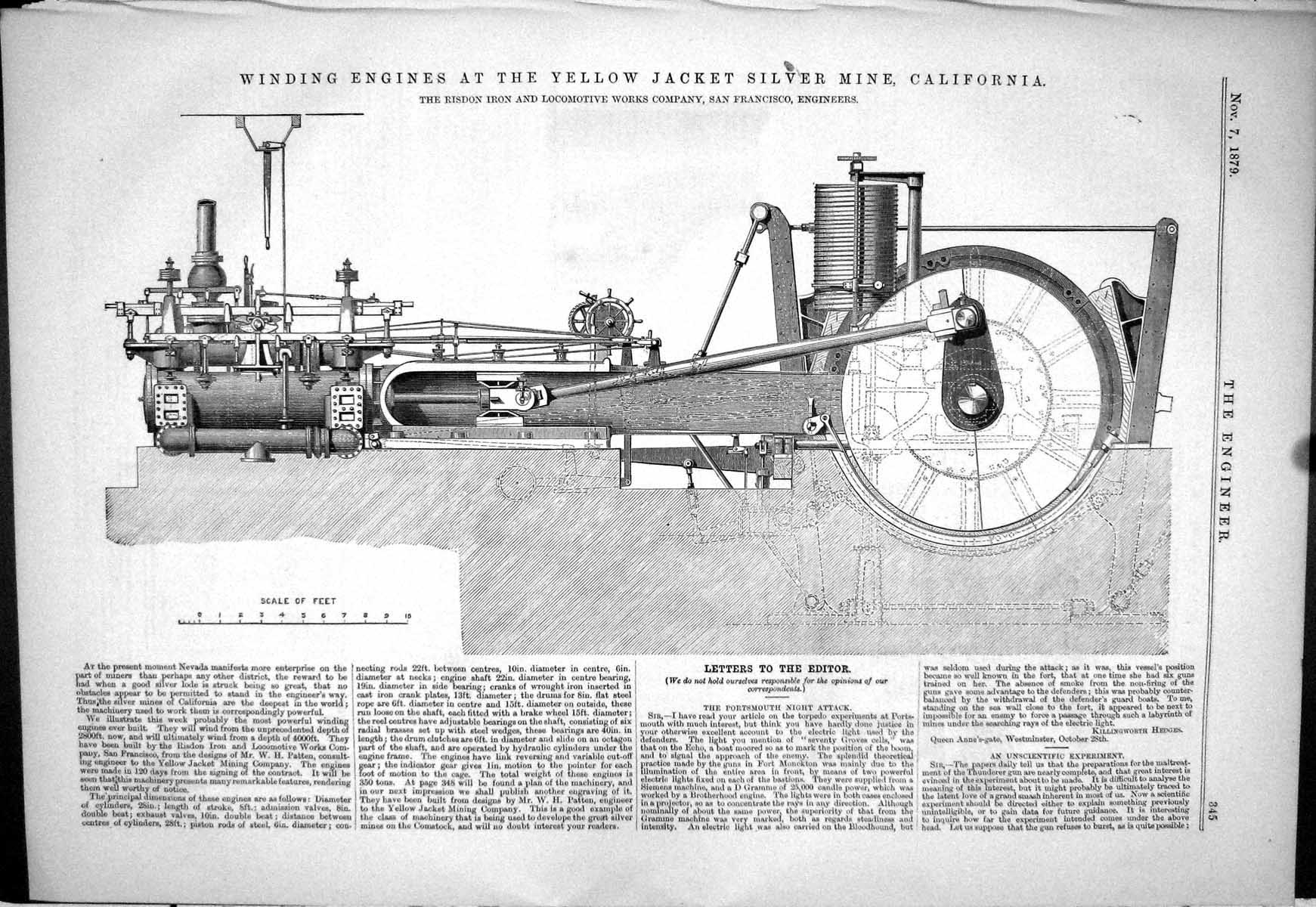 Old 1879 Winding Engines Yellow Jacket Silver Mine California Risdon Victorian