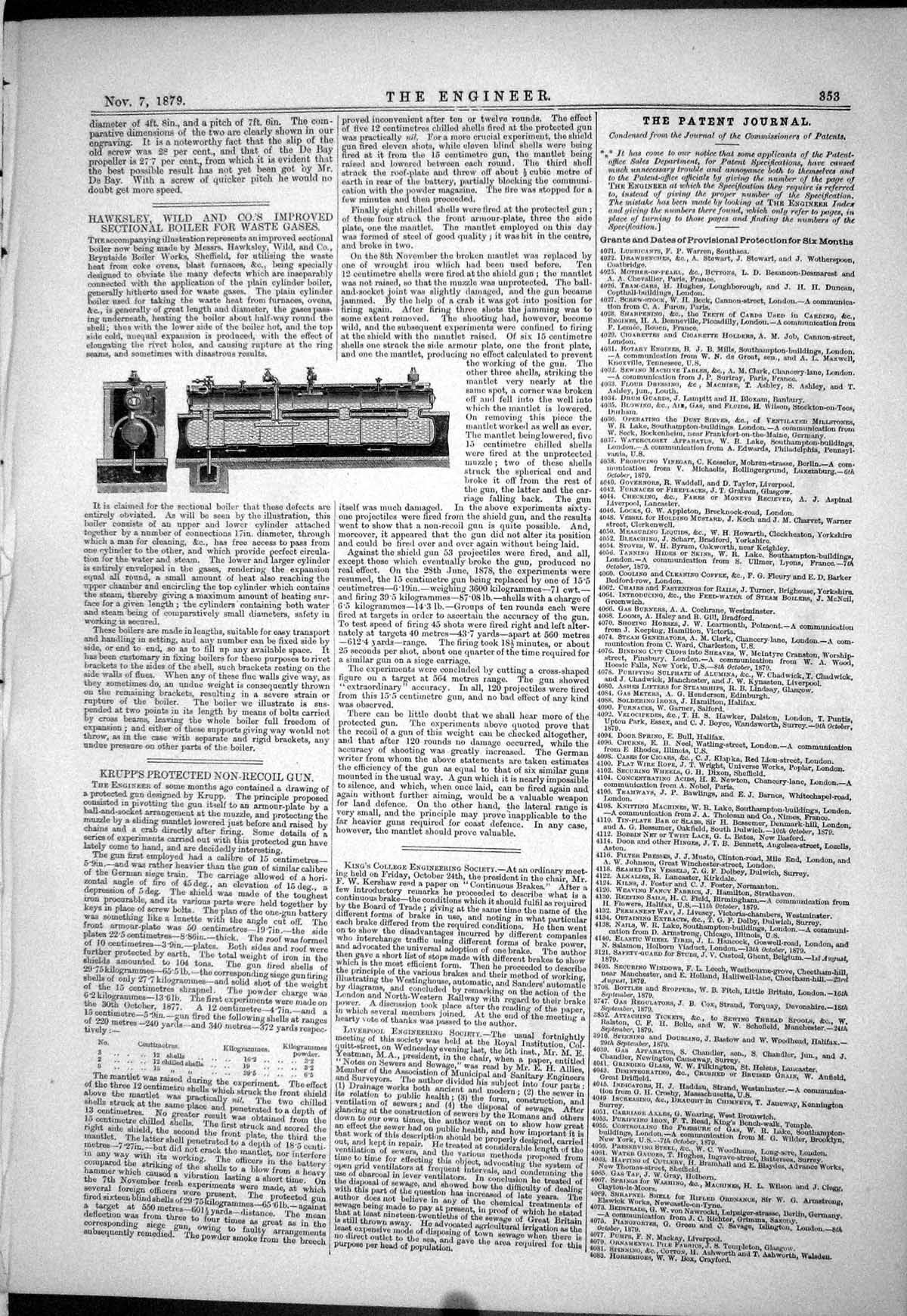 Old Hawksley Wild Sectional Boiler Waste Gases 1879 Krupp Non-Recoil Victorian