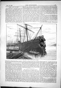 Antique Old Print Steel Iron Ships Arizona Collision Iceberg 1879 Steam Work