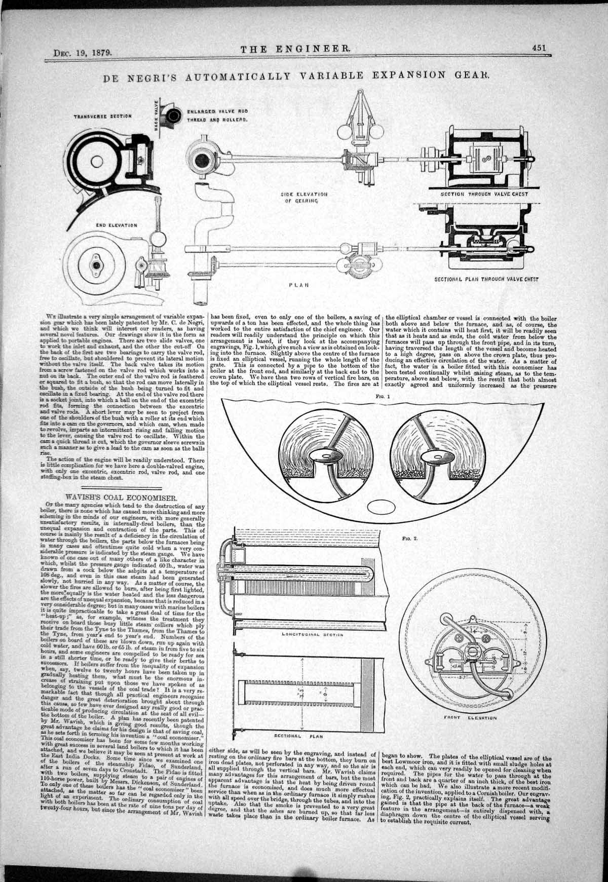 Old Negri Automatically Variable Expansion Gear 1879 Wavish Economise Victorian