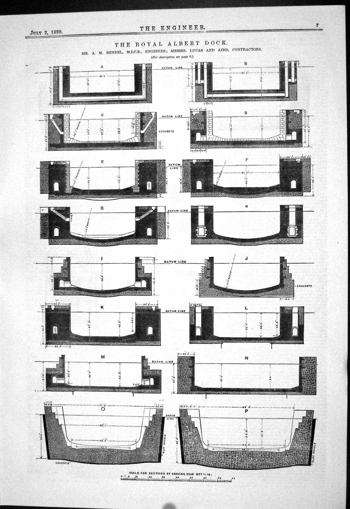 Antique Print Royal Albert Graving Dock Rendel Lucas Aird Contractors 1880 19th