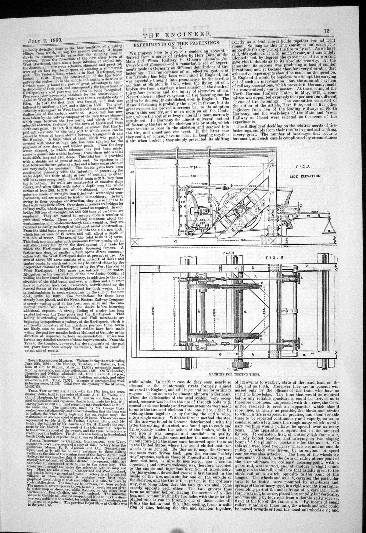 Old Engineering 1880 Machine Testing Tires Details Experiments Table Victorian