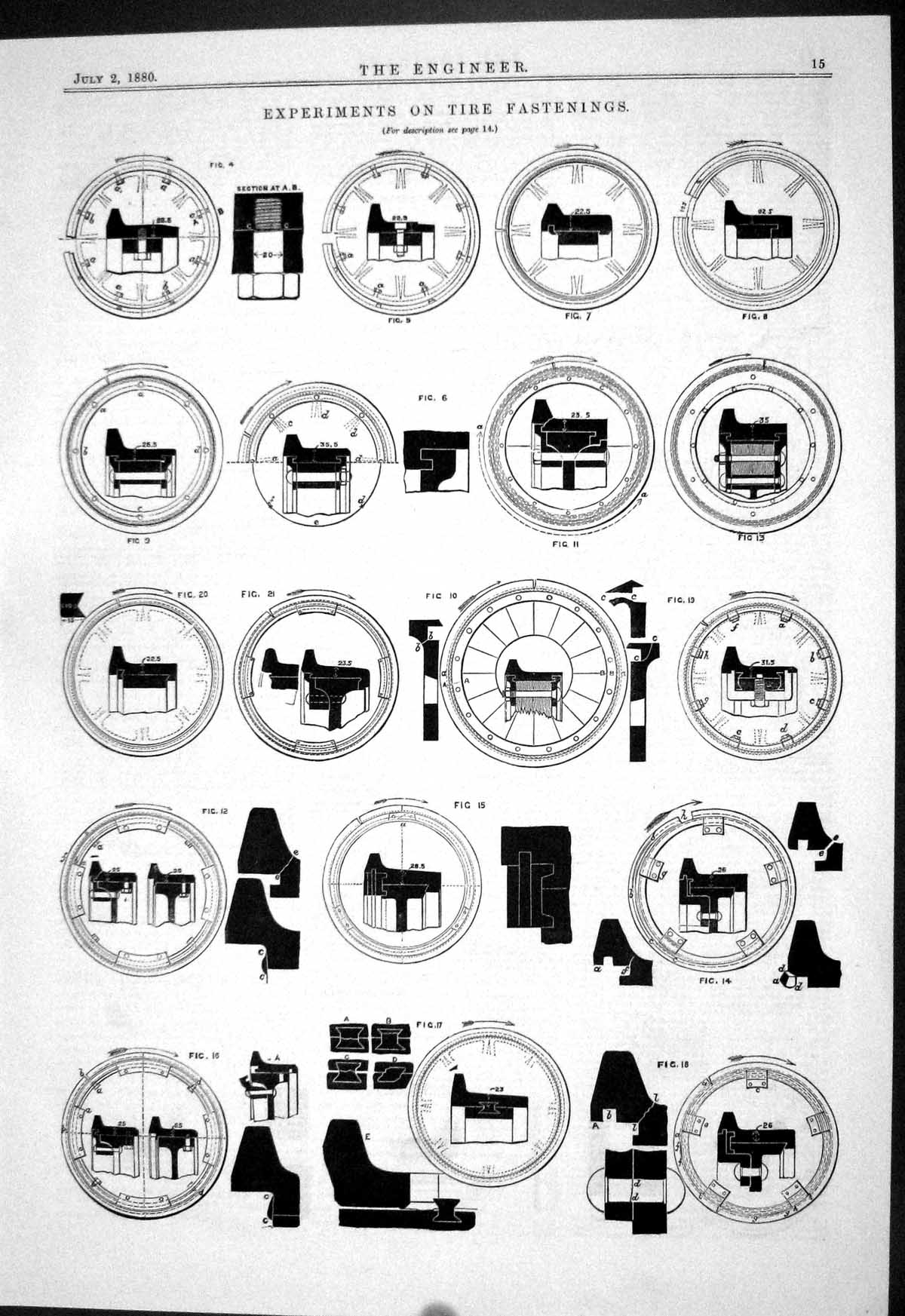 Old Engineering 1880 Experiments Tire Fastening Diagrams Instruments Victorian