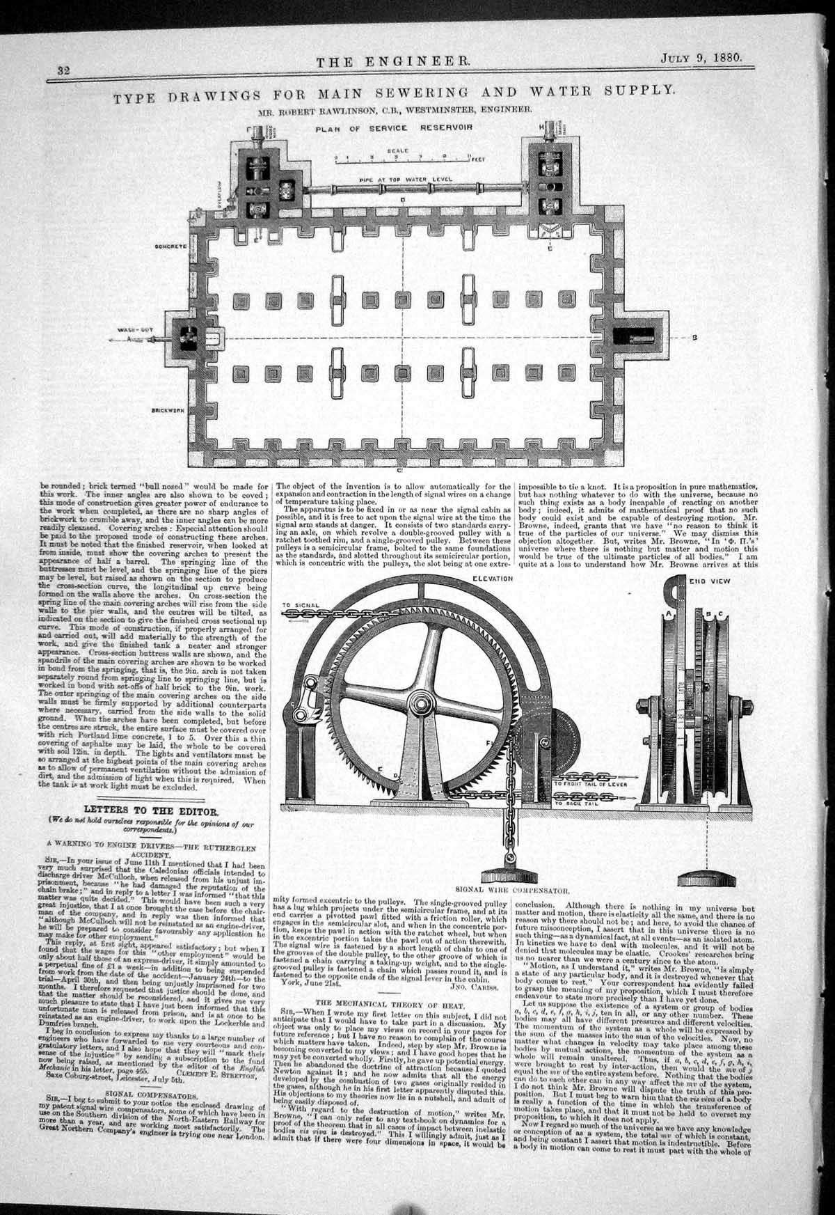 Old 1880 Main Sewering Water Supply Rawlinson Signal Wire Compensator Victorian