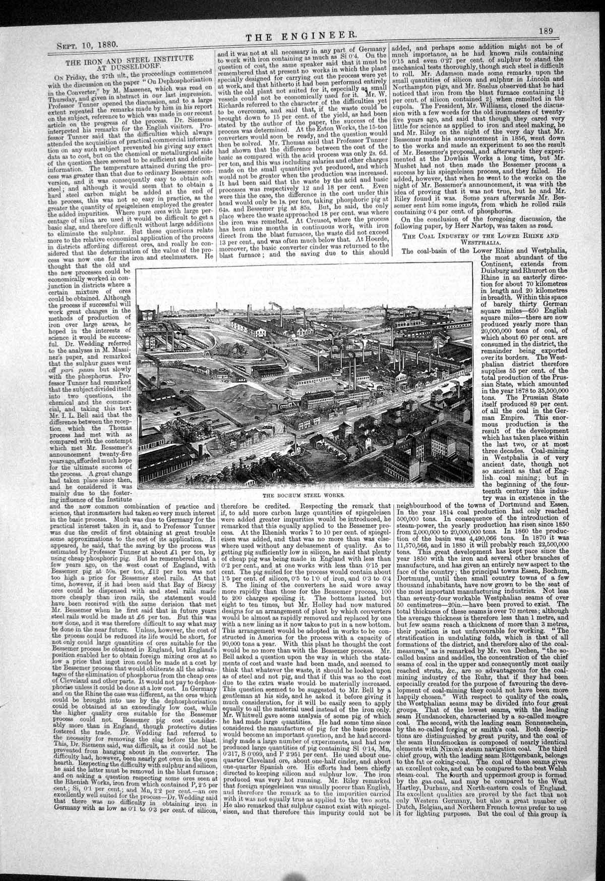 Old Engineering 1880 View Bochum Steel Iron Works Institute Dusseldor Victorian