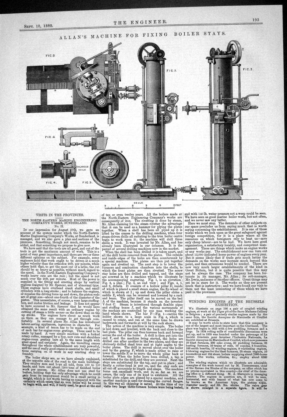 Antique Print 1880 Allan Machine Fixing Boiler Stays Swing Bridges Diagrams
