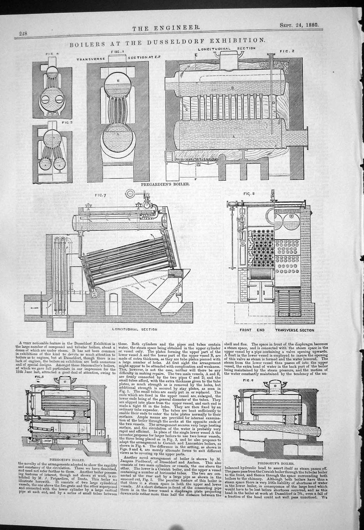 Old Engineering 1880 Boilers Dusseldorf Exhibition Pregardien Piedboe Victorian