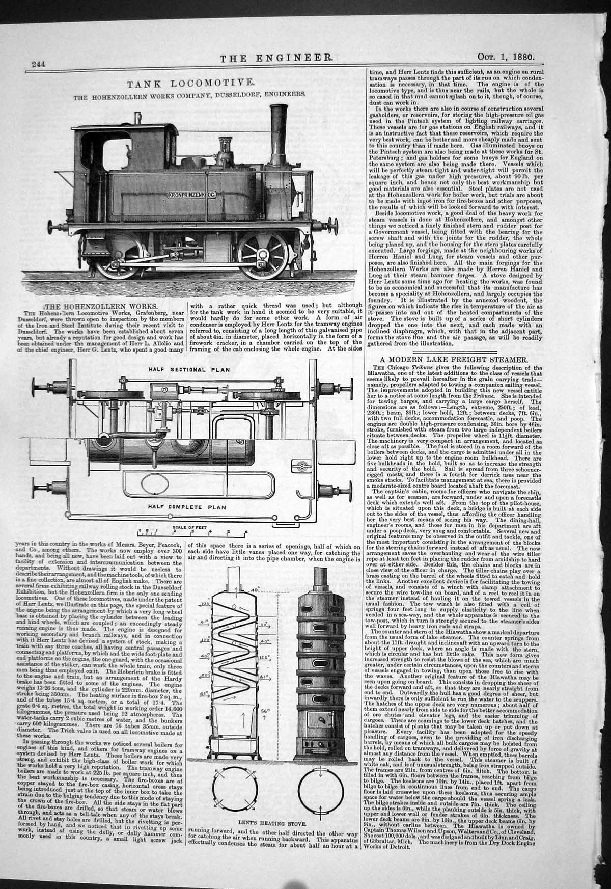 Old 1880 Tank Locomotive Hohenzollern Dusseldorf Lent Stove Edinburgh Victorian