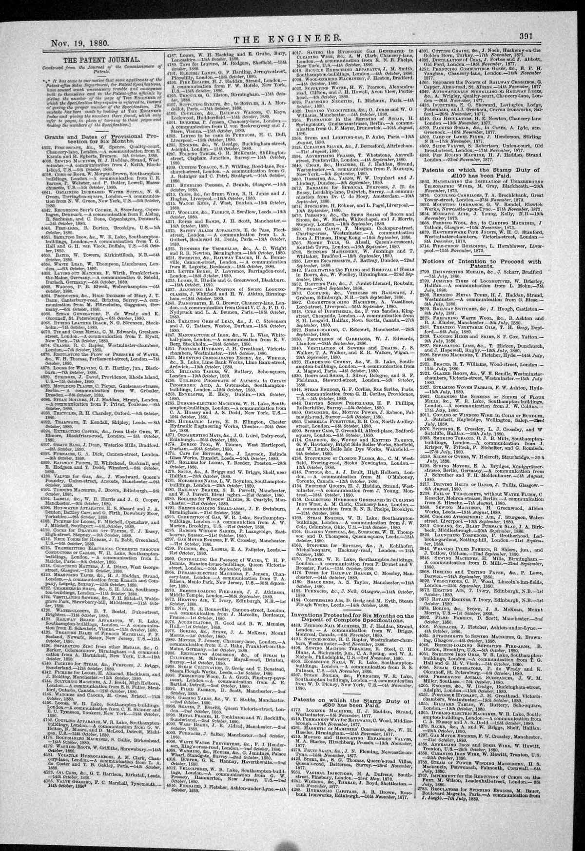 Old Print 1880 Patents Instruments Dick Carr Papier Johnson Boulton Lowry 19th