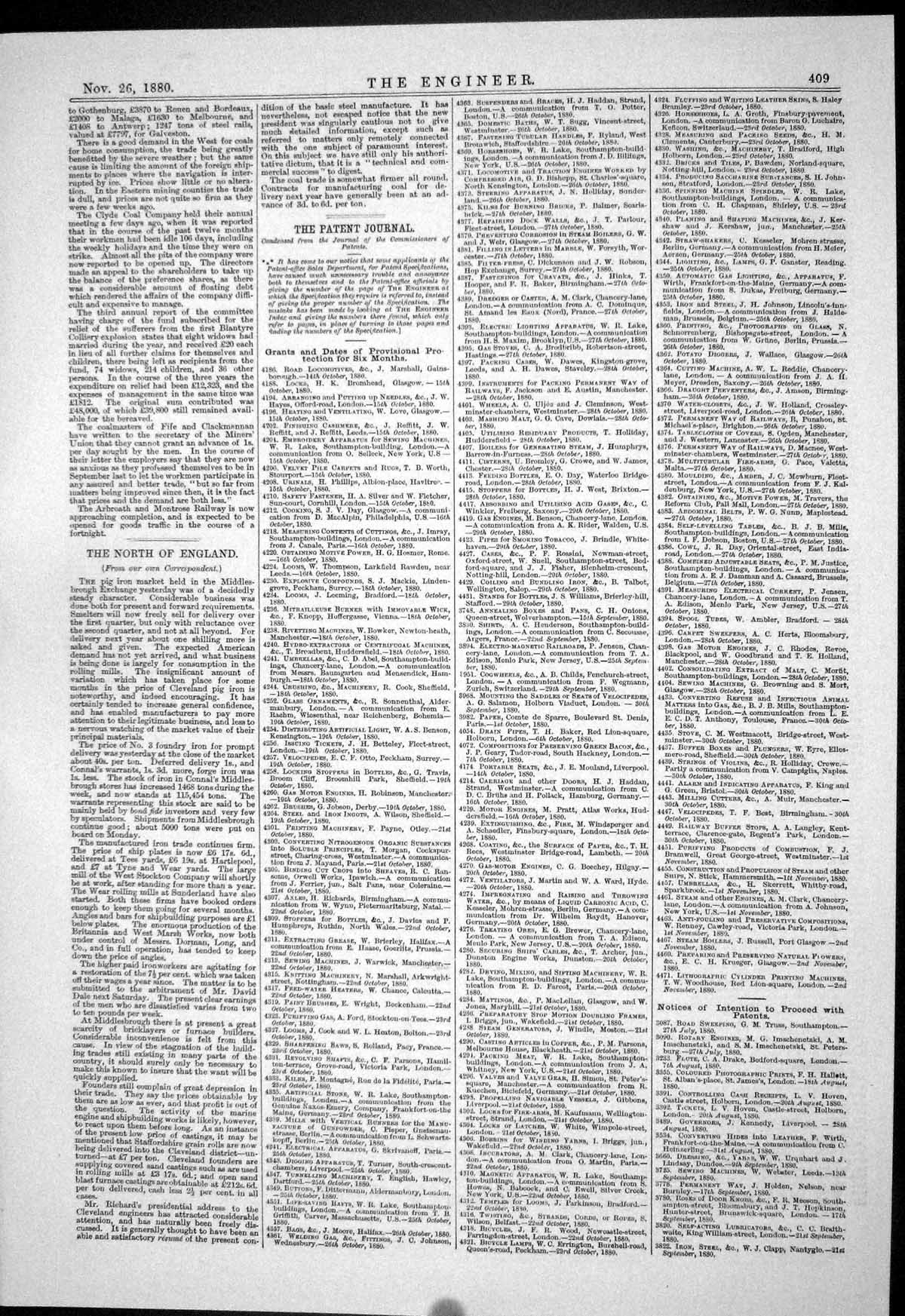 Old 1880 Patents Haerington Imray Clark Pieper Johnson Todd Cheesman Victorian