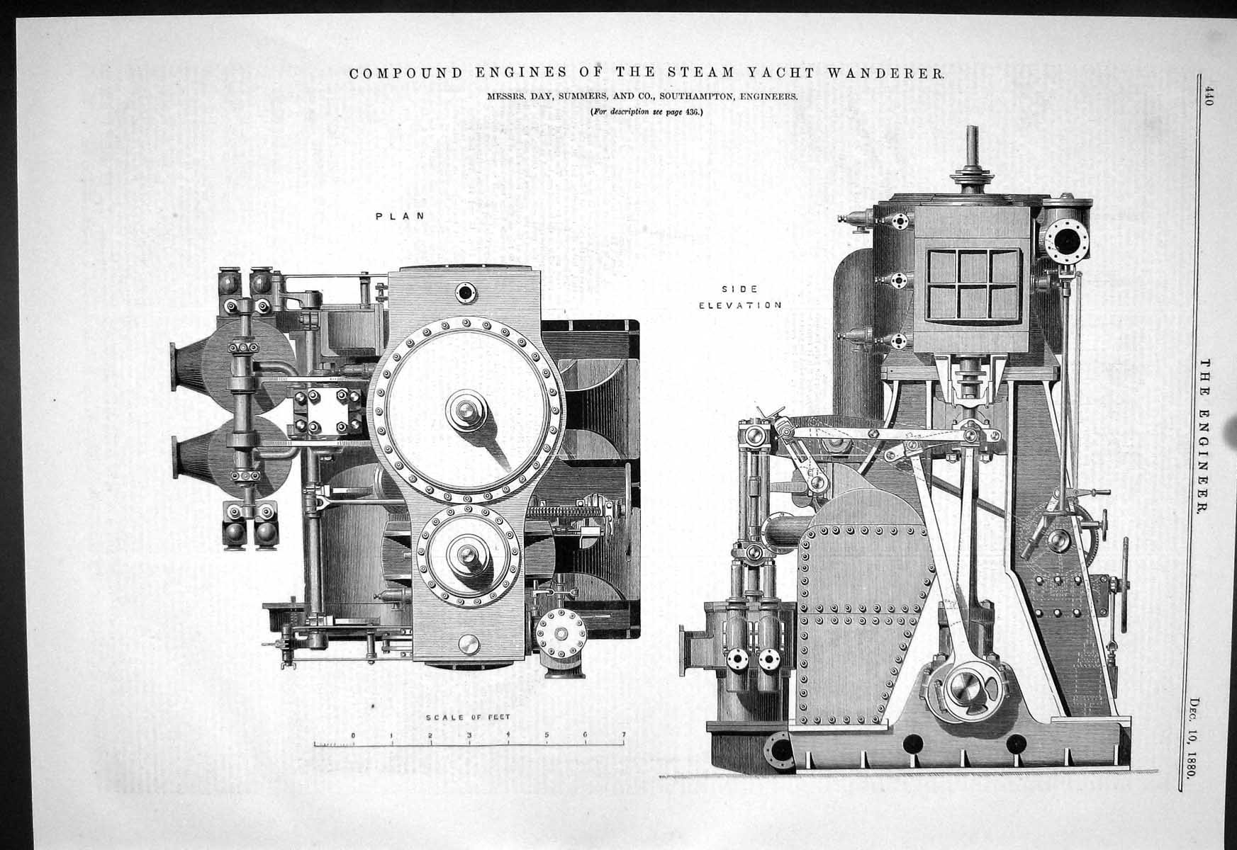Old Engineering 1880 Compound Engines Steam Yacht Wanderer Summers Da Victorian