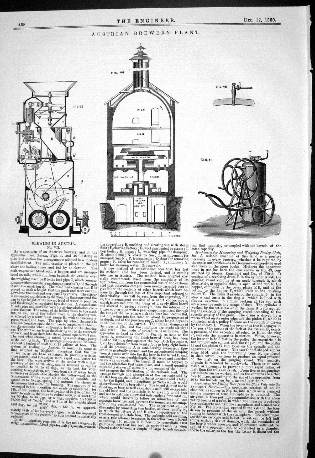 Old Engineering 1880 Austrian Brewery Plant Machinery Mashing Apparat Victorian