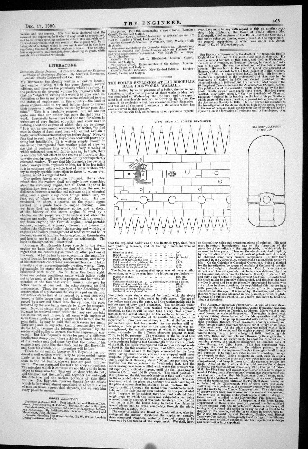 Old Engineering 1880 Boiler Explosion Birchills Hall Ironworks Walsal Victorian