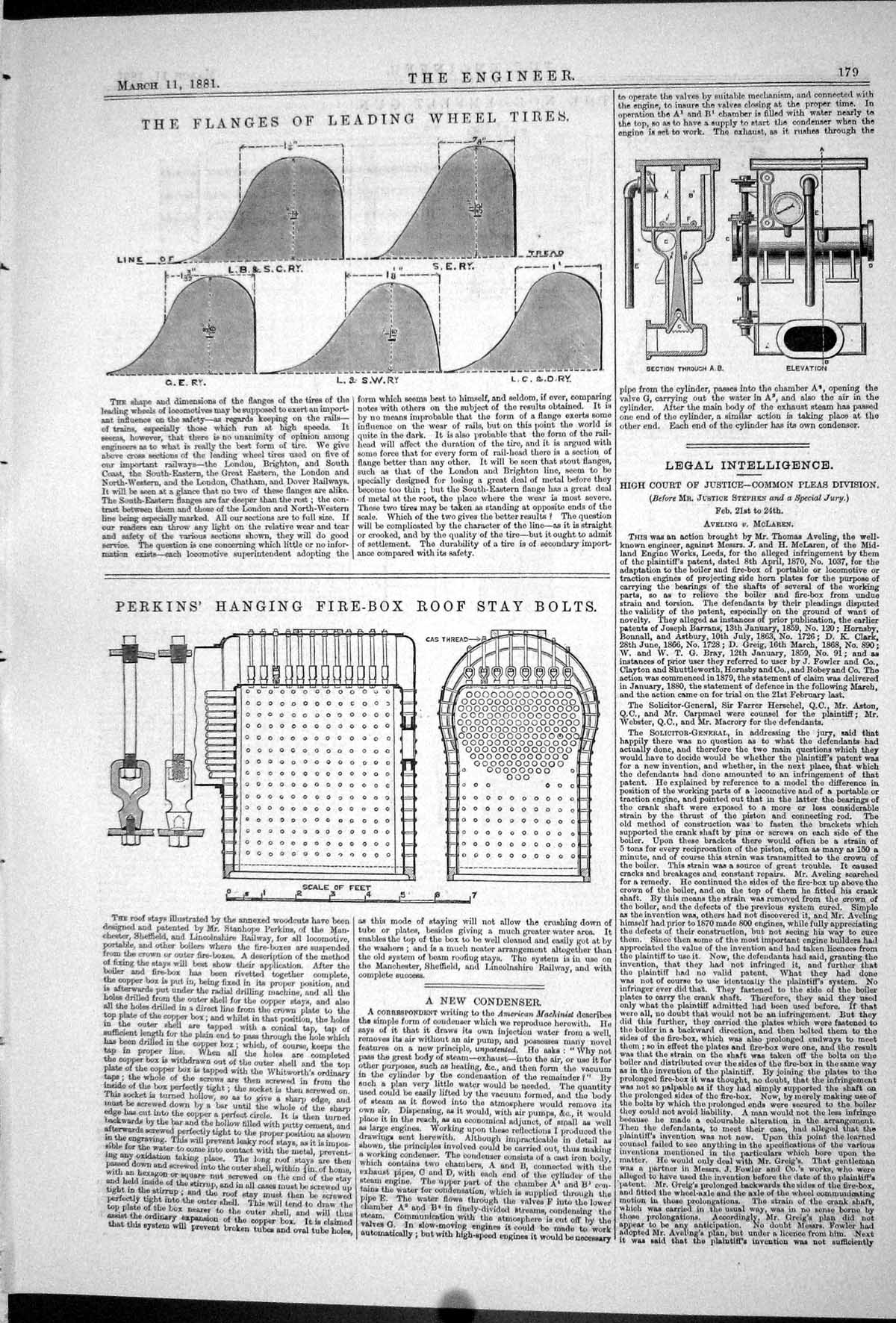 Old Print 1881 Flanges Leading Wheel Tires Perkins Fire-Box Rostay Bolts 19th