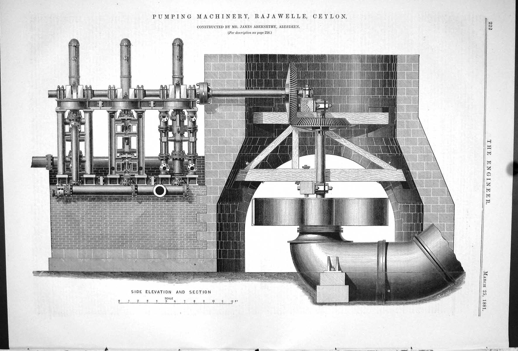 Old Engineering 1881 Pumping Machinery Rajawelle Ceylon James Abernet Victorian