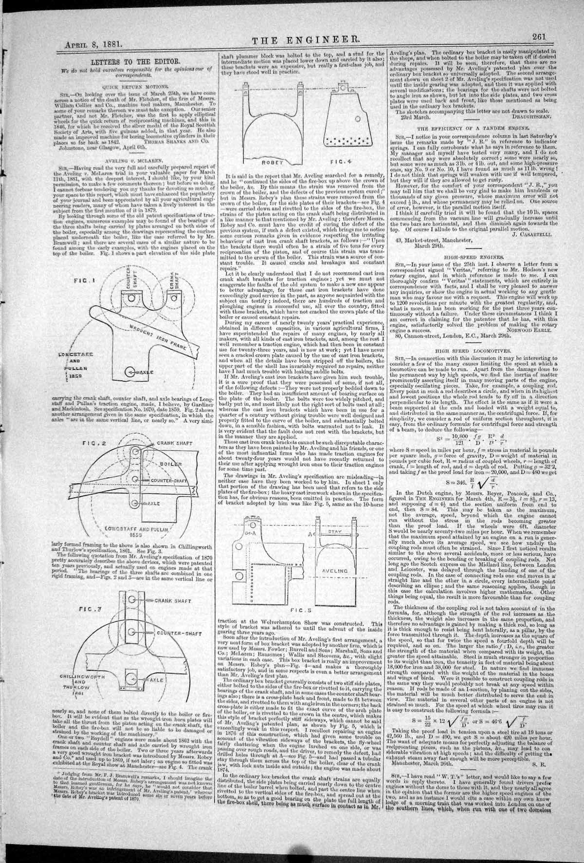 Old Print 1881 Diagrams Quick Return Motions Crank Shaft Longstaff Pullar 19th