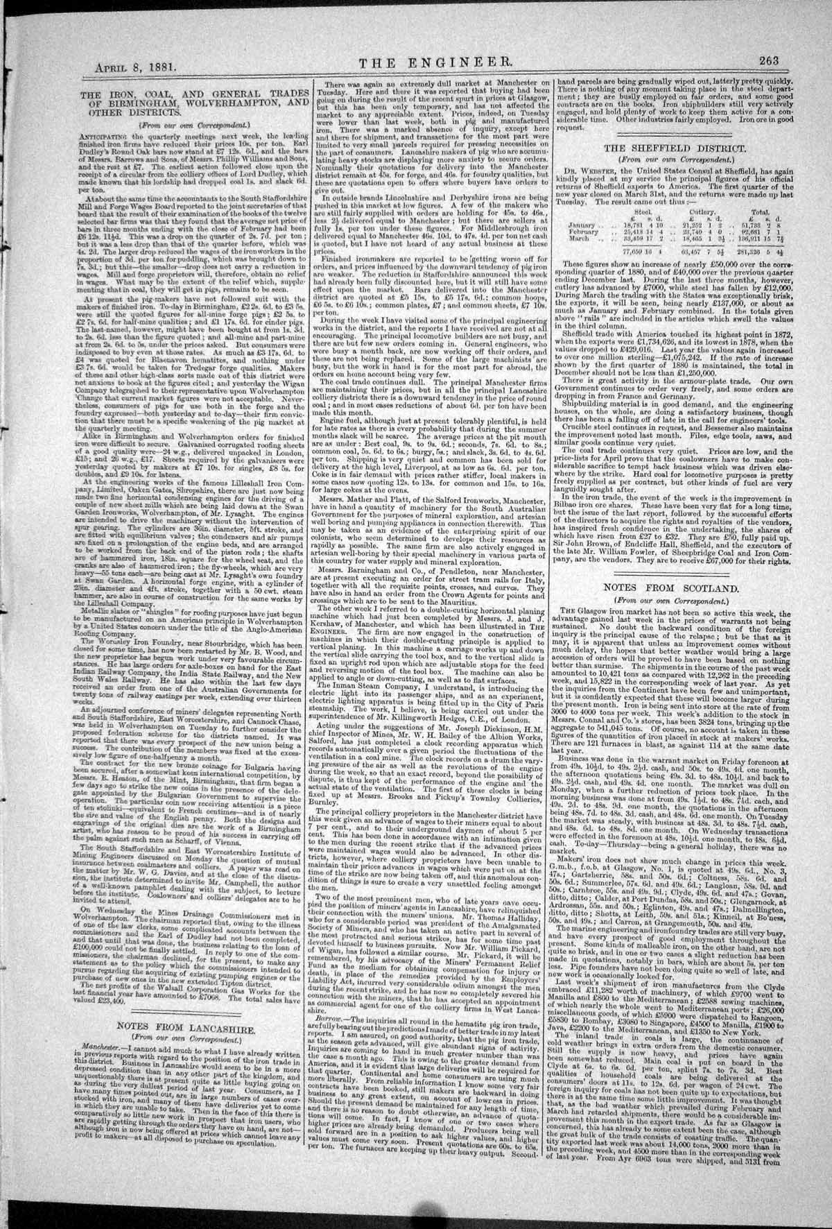 Old Print 1881 Machinery Cutting Wood Kirk Engines Turner Clark Handyside 19th