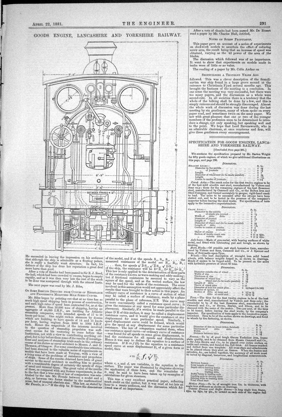 Old Engineering 1881 Goods Engine Lancashire Yorkshire Railway Diagra Victorian