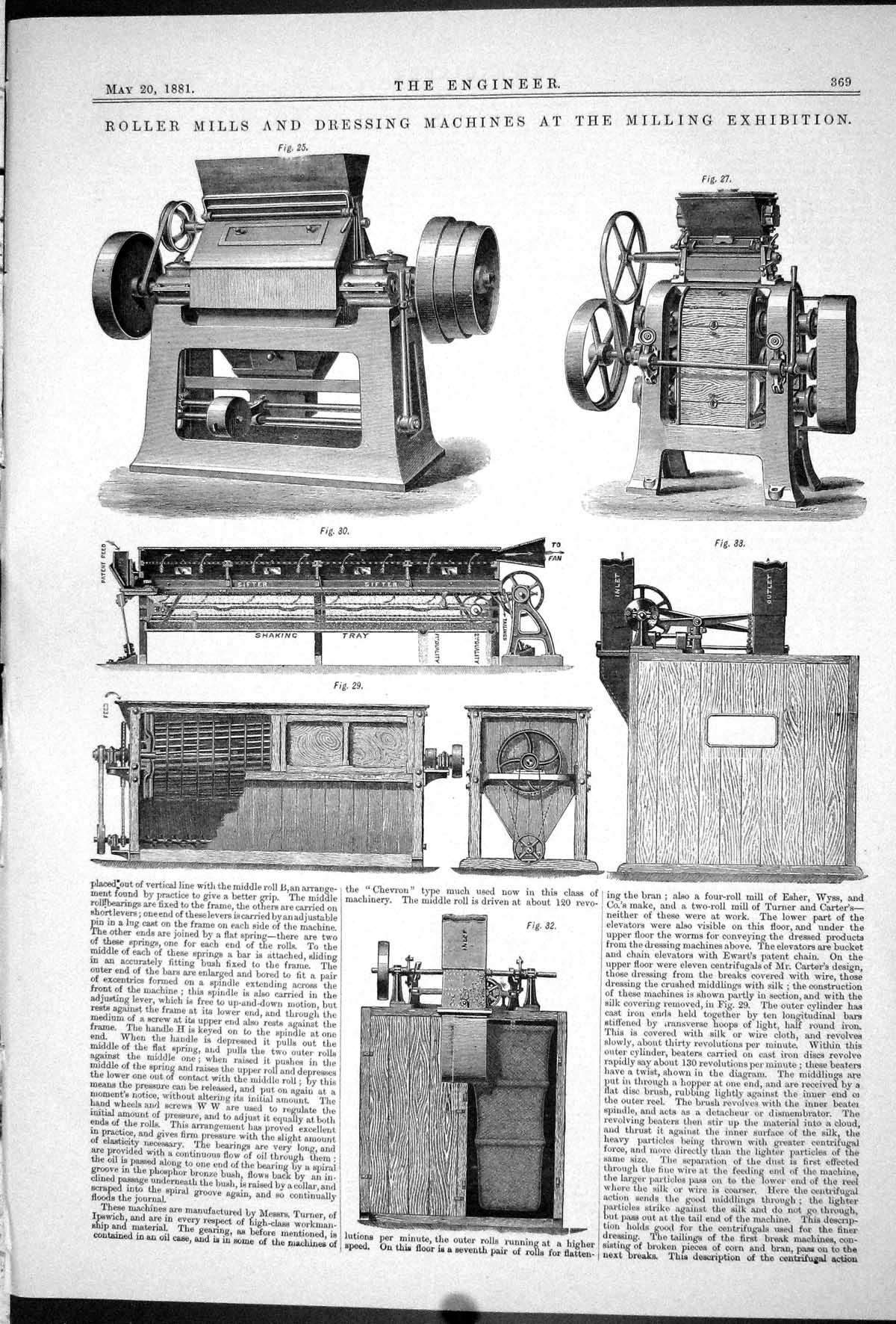 Old 1881 Roller Mills Dressing Machine Milling Exhibition Saw Machine Victorian