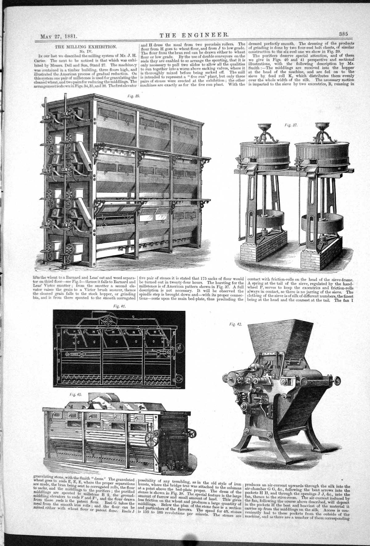 Antique Print 1881 Milling Exhibition Machinery Diagrams Transverse Section