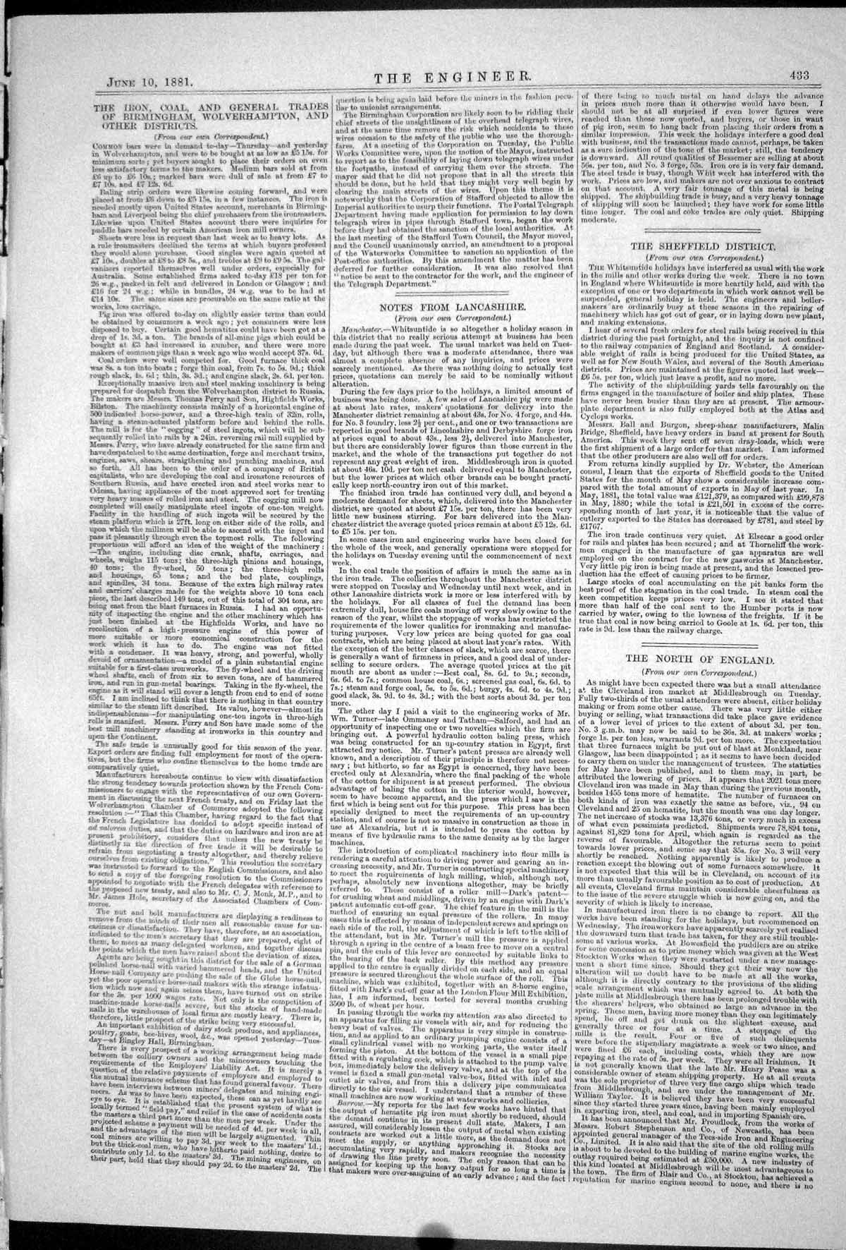 Antique Print 1881 Power Coal Gas Weston Briggs America Patents Clark Looms